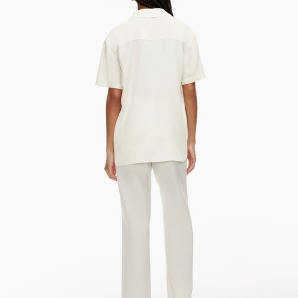 Aritzia Babaton // Academy Silk Short Sleeve Blouse - White, S - Picture 10 of 10